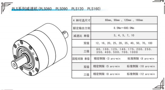 PLS系列行星減速機參數(shù)表